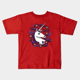 Purple Unicorn Garden Kids T-Shirt